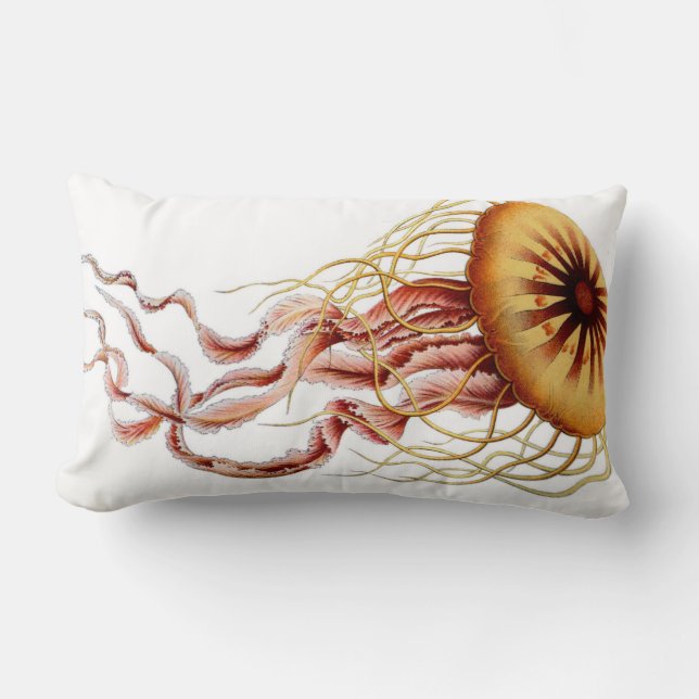 Jellyfish Nautical Beach Decorative Lumbar Pillow (Front)