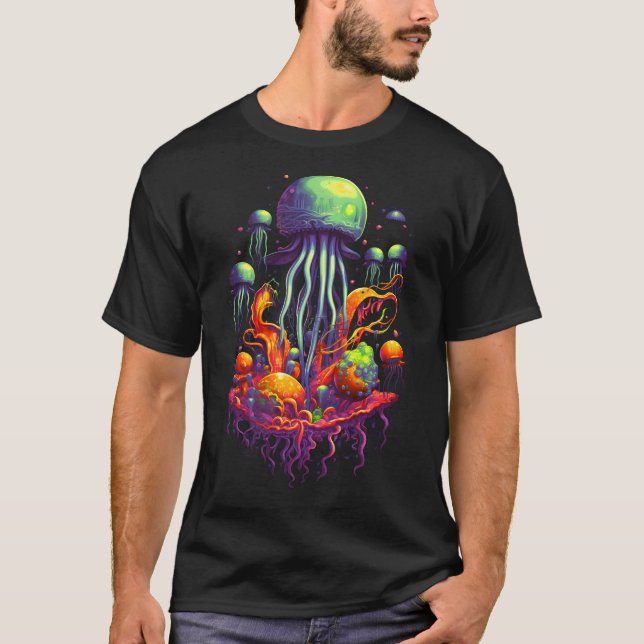 Jellyfish Neon Psychedelic: Galactic Fantasies T-Shirt (Front)