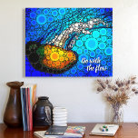 Jellyfish Ocean Go With The Flow Script Colourful Canvas Print<br><div class="desc">“Go with the flow.” Take a lesson from this orange yellow jellyfish floating along in the turquoise blue ocean and let life take its course whenever you gaze at this colourful, inspirational quote, photo art canvas. Makes a great uplifting and inspirational gift! You can easily personalise this canvas wall art...</div>