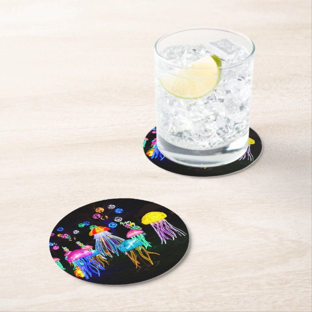 Jellyfish of Lights  Round Paper Coaster (Insitu)