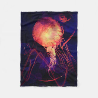 Jellyfish of the Blacklight Electro Rave Fleece Blanket