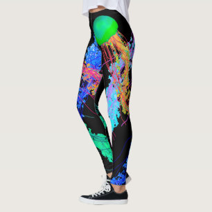 Jellyfish on Black - Leggings