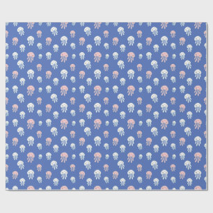 Jellyfish on Blue Background Wrapping Paper