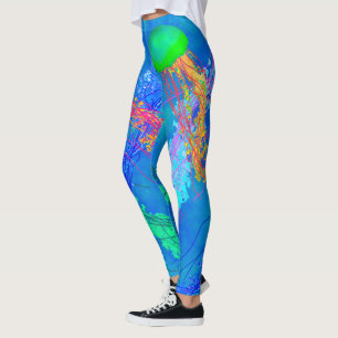 Jellyfish on Blue - Leggings