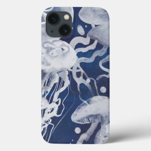 Jellyfish on Navy Background iPhone 13 Case