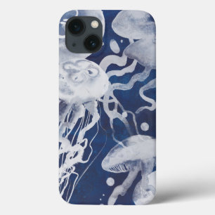 Jellyfish on Navy Background iPhone 13 Case
