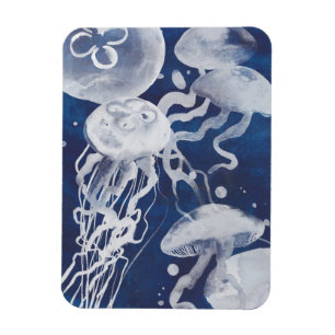 Jellyfish on Navy Background Magnet