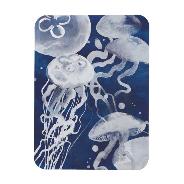 Jellyfish on Navy Background Magnet (Vertical)