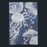 Jellyfish on Navy Background Tea Towel<br><div class="desc">Jellyfish on Navy Background Artist: Grace Popp</div>
