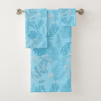Jellyfish Pastel Blue Bath Towel Set