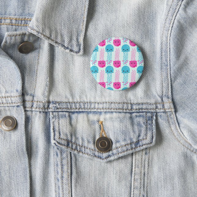 Jellyfish Pattern, Cute Jellyfish, Sea Animals 6 Cm Round Badge (In Situ)