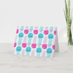 Jellyfish Pattern, Cute Jellyfish, Sea Animals Card