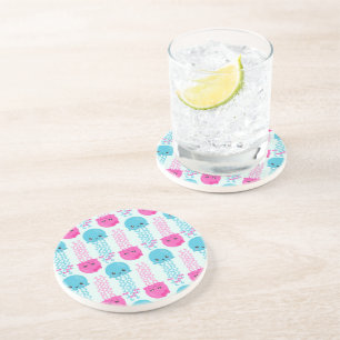 Jellyfish Pattern, Cute Jellyfish, Sea Animals Coaster