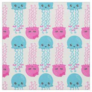 Jellyfish Pattern, Cute Jellyfish, Sea Animals Fabric