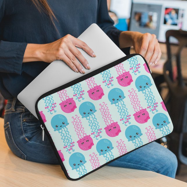 Jellyfish Pattern, Cute Jellyfish, Sea Animals Laptop Sleeve (Creator Uploaded)