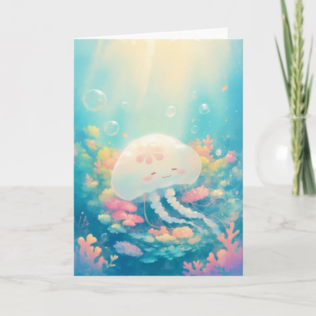 Jellyfish Resting on Coral Reef Card (Front)