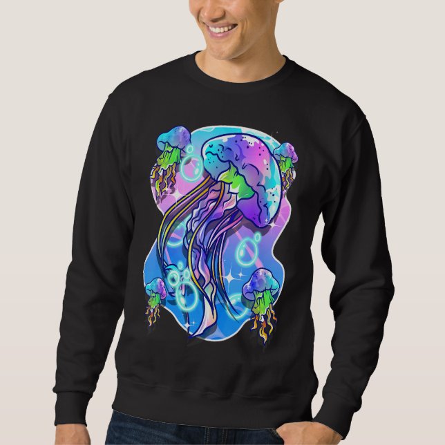 Jellyfish Retro Marine Life Jellyfish Sweatshirt (Front)