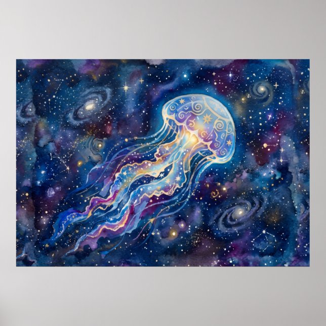 Jellyfish Spirit Cosmic Ocean Art Poster (Front)