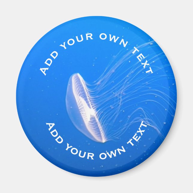 Jellyfish Tentacles Bright Blue Sea Custom Text Magnet (Front)
