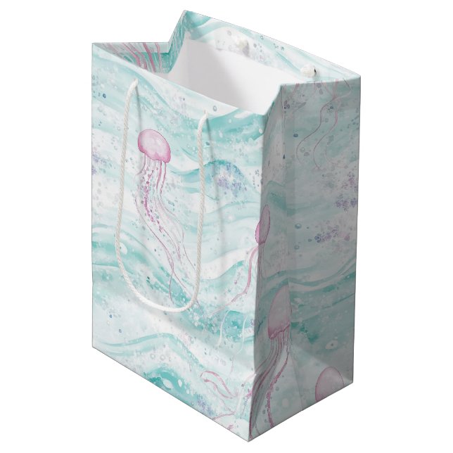 Jellyfish Underwater Adventure Pattern Medium Gift Bag (Front Angled)