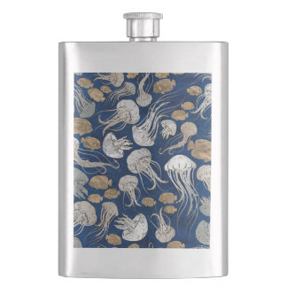 Jellyfish Underwater Pattern Hip Flask