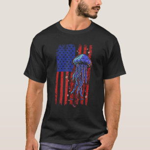 Jellyfish USA Flag Marine Biologist Ocean Animal T-Shirt