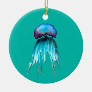 Jellyfish watercolor colorful modern aquatic ceramic tree decoration