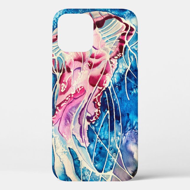 Jellyfish watercolor colourful ocean art Case-Mate iPhone case (Back)
