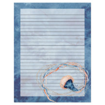 Jellyfish Watercolor Lined Letter Writing Paper