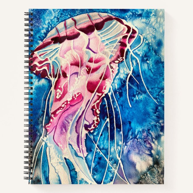 Jellyfish watercolor ocean art notebook (Front)
