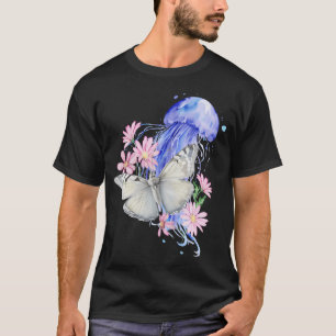 Jellyfish with butterfly and flowers T-Shirt