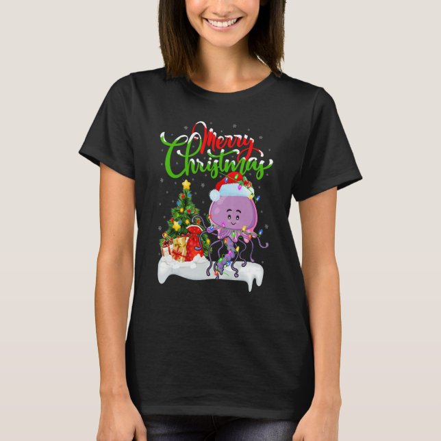 Jellyfish   Xmas Decorations Santa Jellyfish Chris T-Shirt (Front)