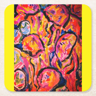 Jellyfishes dancing in ocean jigsaw puzzle phot square paper coaster