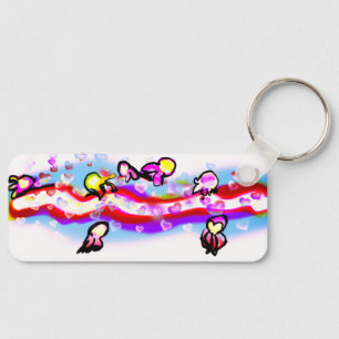 Jellyfishes heart wave key ring