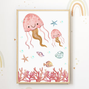 Jellyfishes Nursery Poster Ocean Kids Room Print