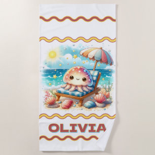 Jellyfish's Relaxation Retreat Personalised  Beach Towel