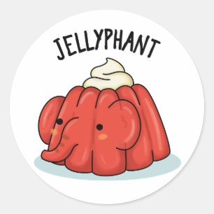 Jellyphant Funny Elephant Jelly Pun Classic Round Sticker