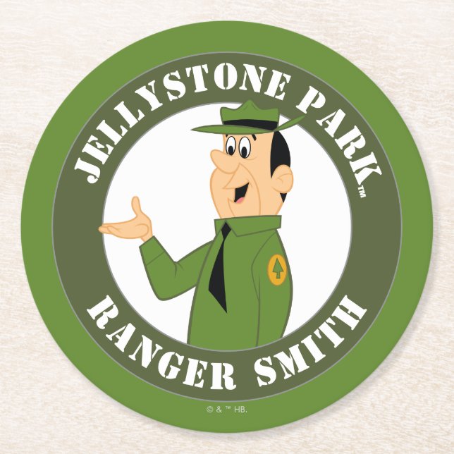 Jellystone's Ranger Smith Portrait Round Paper Coaster (Front)