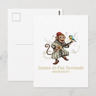  Jemaa el-Fna Serenade Marrakech Monkey & Bird  Postcard