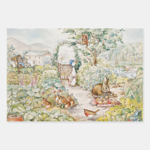 Jemima Puddle Duck in Mr Mc Gregor's Garden Wrapping Paper Sheet