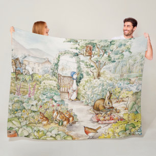 Jemima puddle duck in the garden fleece blanket