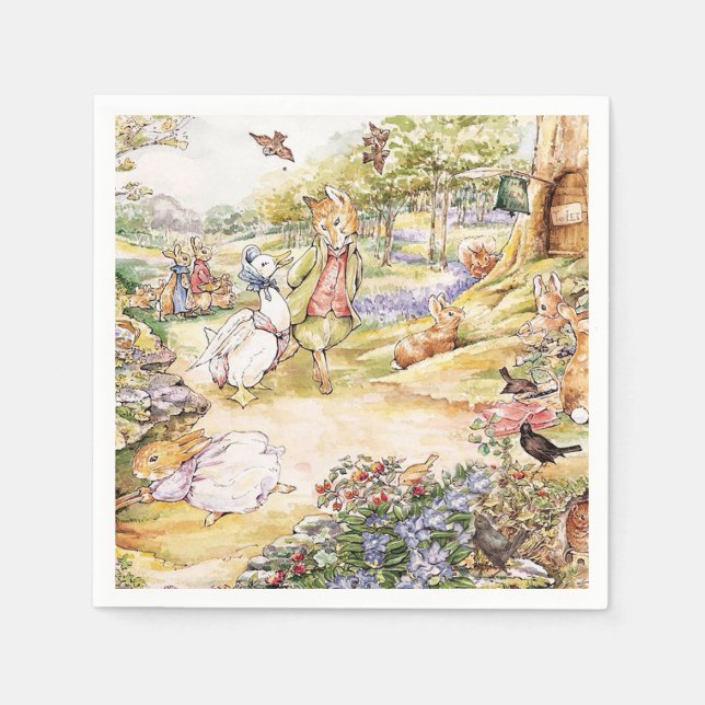 Jemima Puddle Duck taking a walk with Mr. Fox     Napkin (Front)