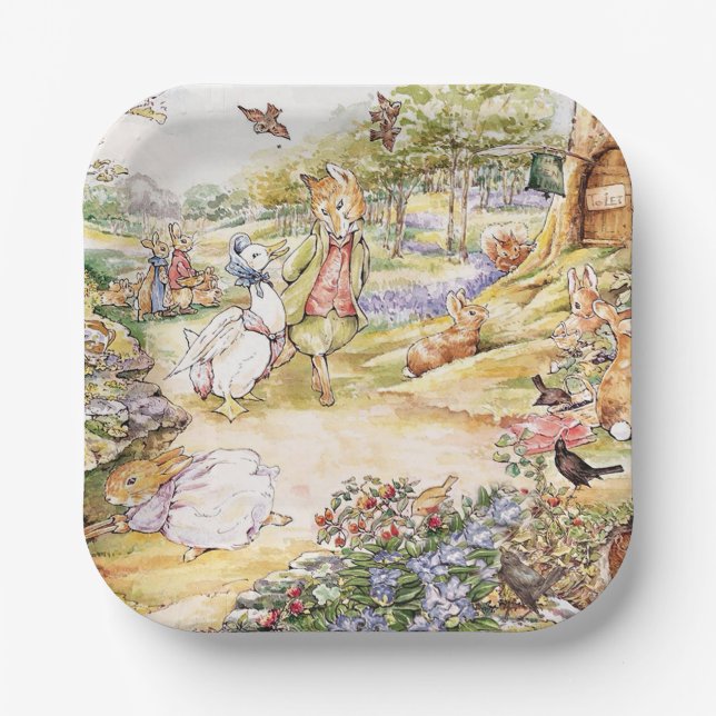 Jemima Puddle Duck taking a walk with Mr. Fox    Paper Plate (Front)