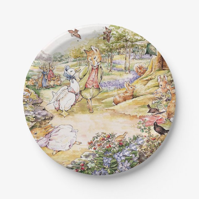 Jemima Puddle Duck taking a walk with Mr. Fox    Paper Plate (Front)