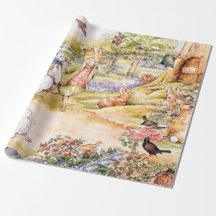 Jemima Puddle Duck taking a walk with Mr. Fox     Wrapping Paper