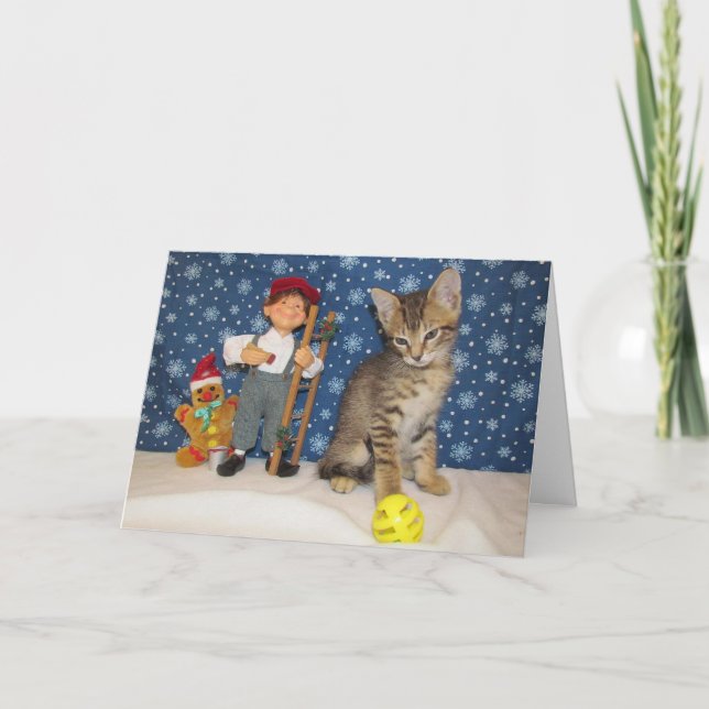 Jenkins and the Elf - Cute Cat Christmas Card (Front)