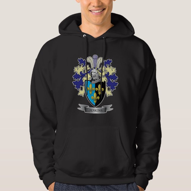 Jenkins Family Crest Coat of Arms Hoodie (Front)