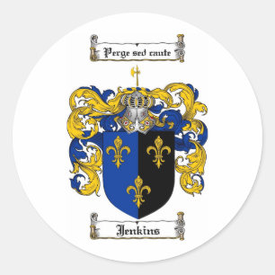 JENKINS FAMILY CREST -  JENKINS COAT OF ARMS CLASSIC ROUND STICKER