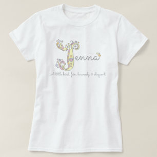 Jenna girls J name meaning monogram tee