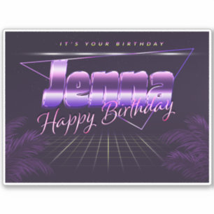 Jenna Name First name lila retro Sticker Birthday